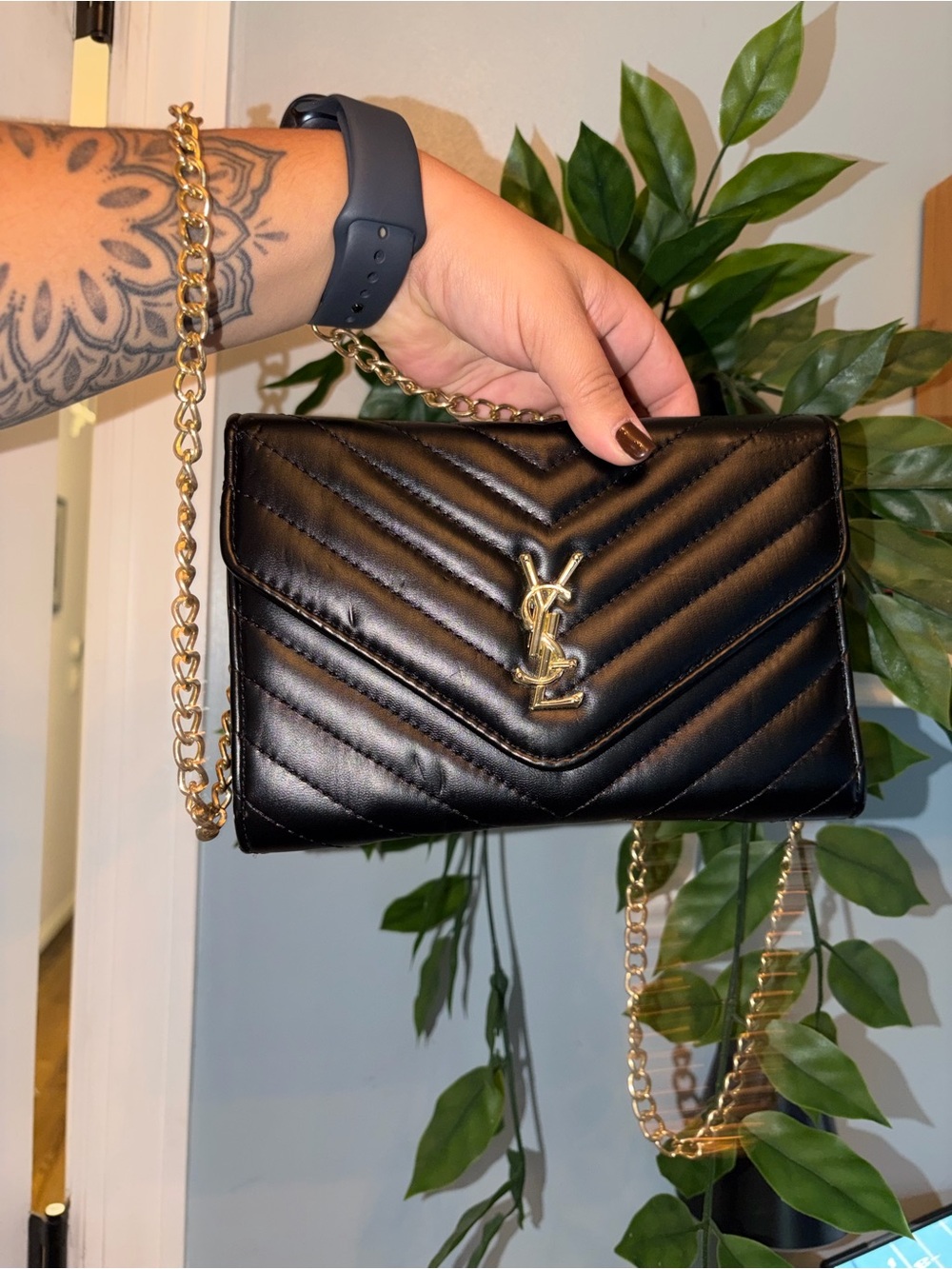 Saint Laurent Inspired Black Quilted Chain Shoulder Bag